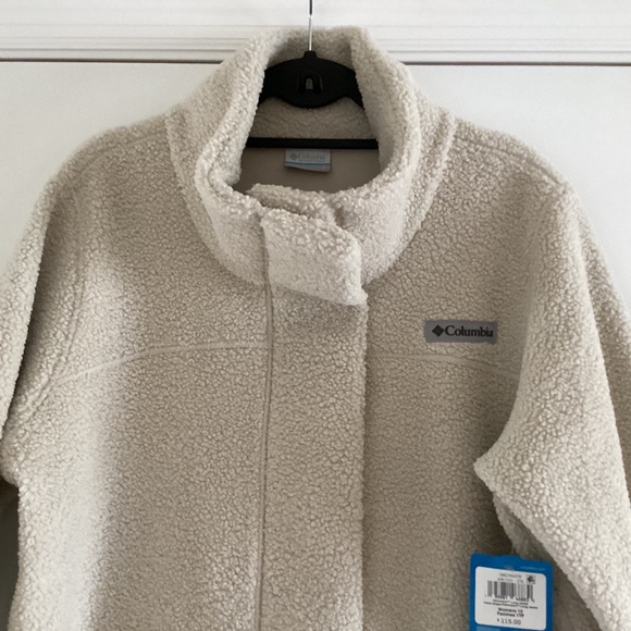 Women's Columbia Panorama Sherpa Long Jacket Coat Cream/Oatmeal/Dark Stone 1X - Picture 4 of 16